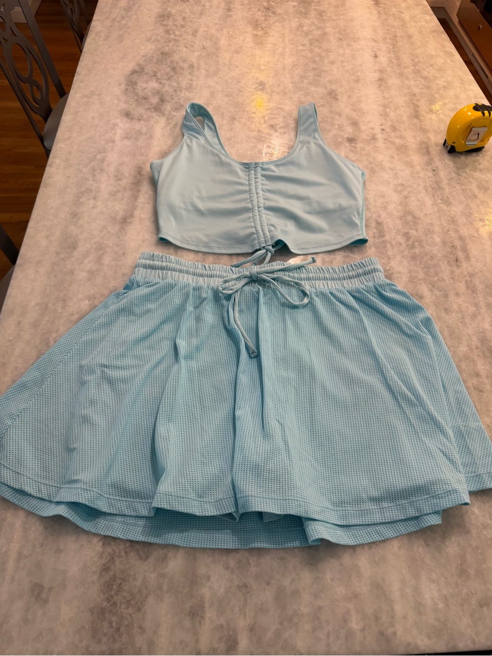 Beach Riot Light Blue Crop Top & Skirt Lounge Athleisure Set